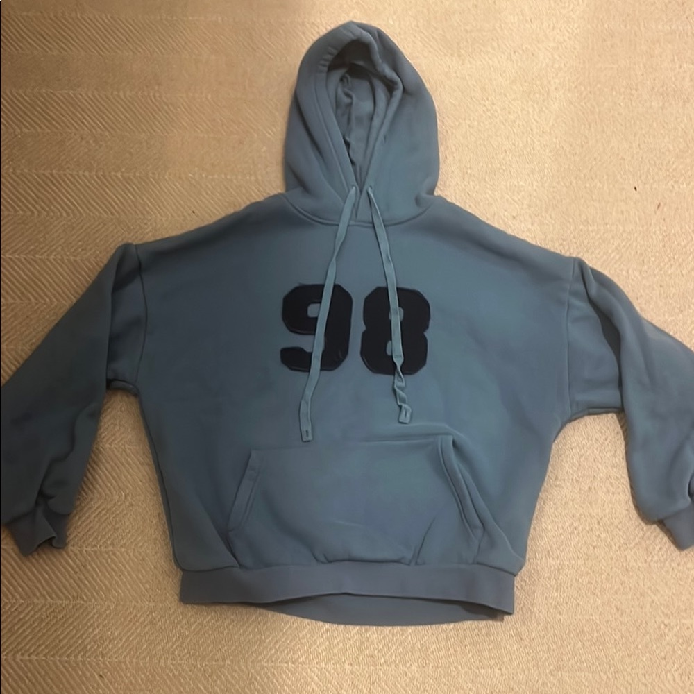 Edikted Blue and Black Oversized Hoodie Sweatshirt